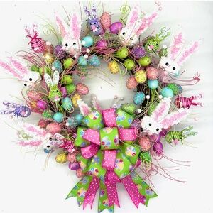 Easter 24” White Rabbit & Egg Wreath